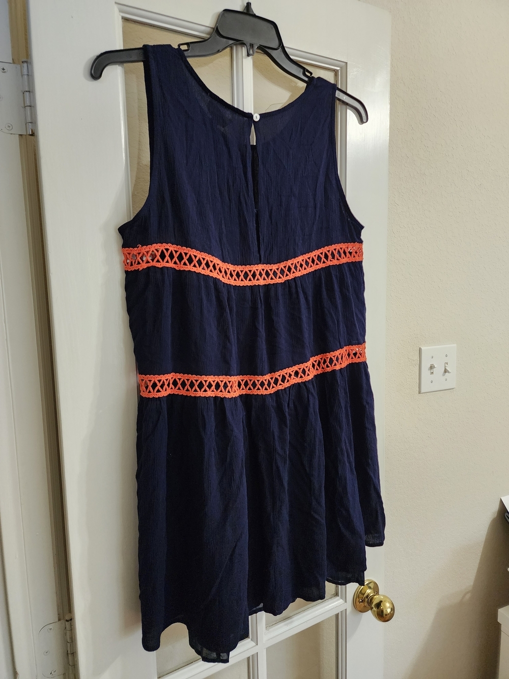 NWT Umgee Navy Coral Crochet Trim Boho Dress With Slip H2239 Large - Picture 4 of 11
